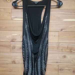 Black Sleeveless Dress with Silver Accents